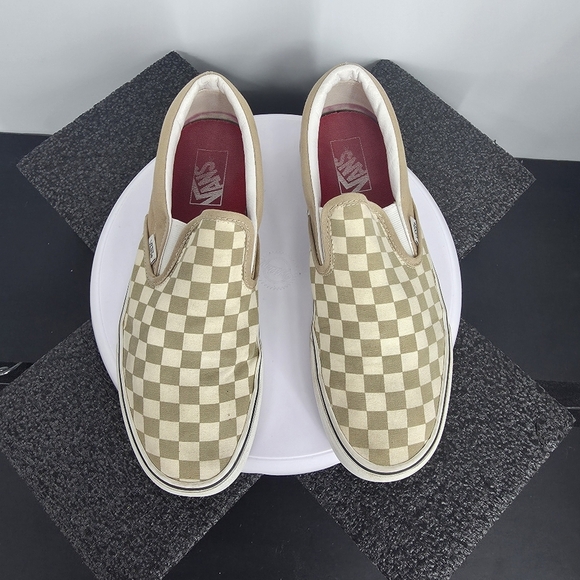Vans Classic Slip-On Checkerboard Pewter Grey White Men 10.5 Women 12 Shoes main image 5